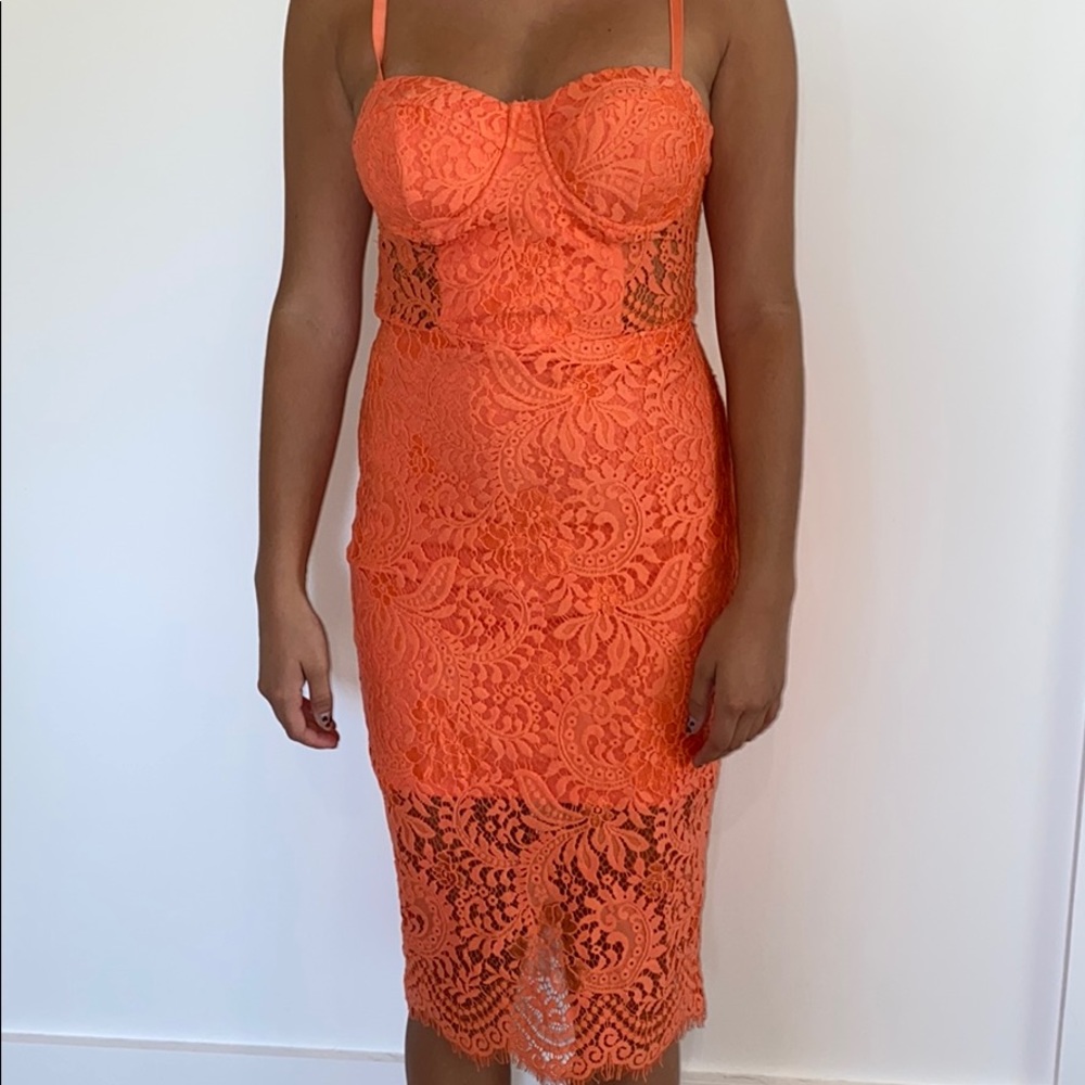 Orange lace bebe dress